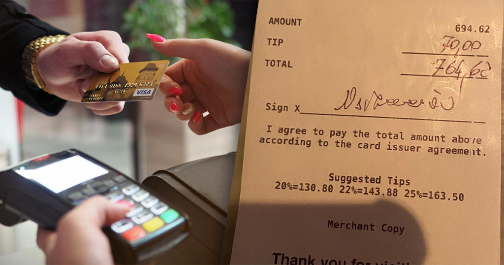 Die Rechnung aus den USA zeigt ein Trinkgeld, was nun diskutiert wird.