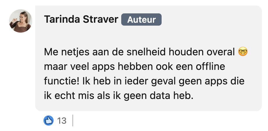 Tarinda heeft alleen wifi