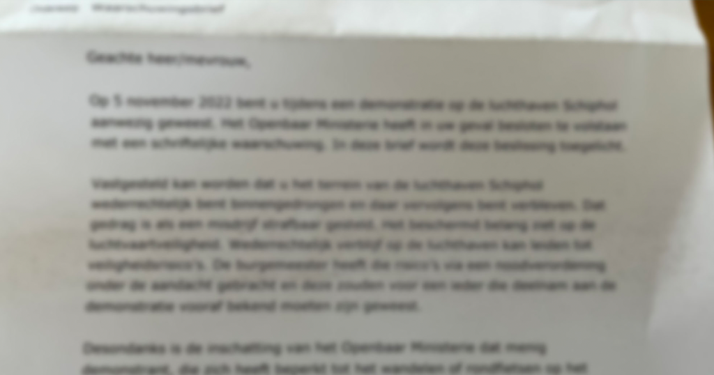 OM Schiphol brieven