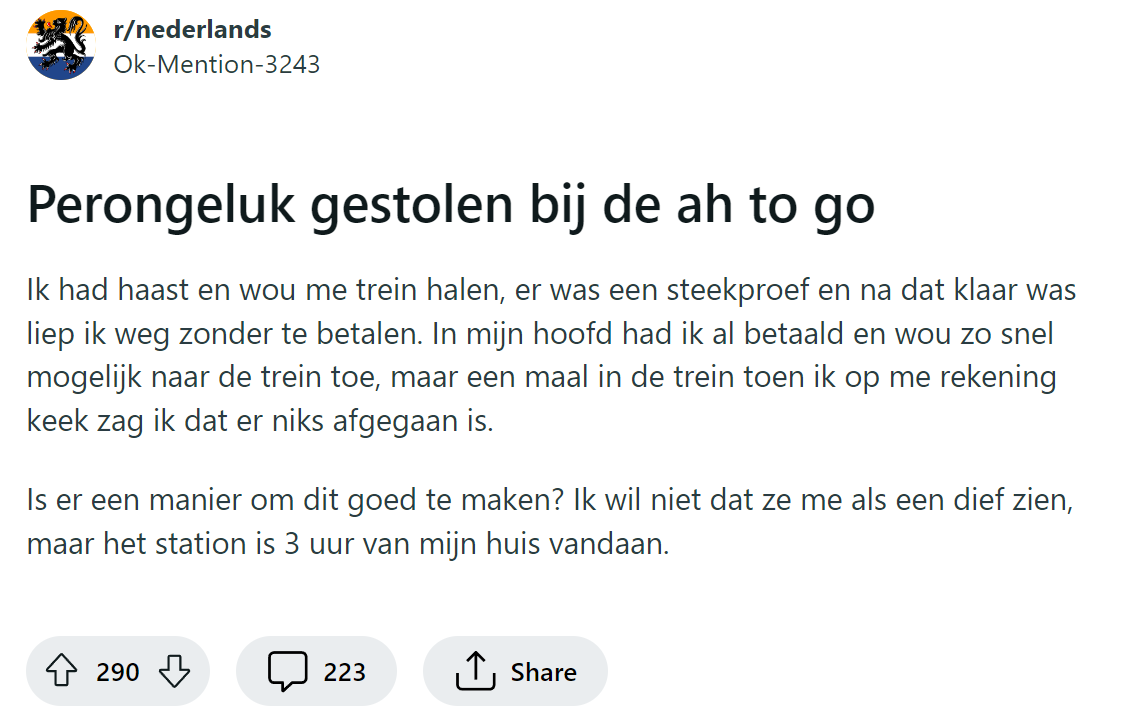 Albert Heijn-klant beschuldigd zichzelf van diefstal en weet geen raad