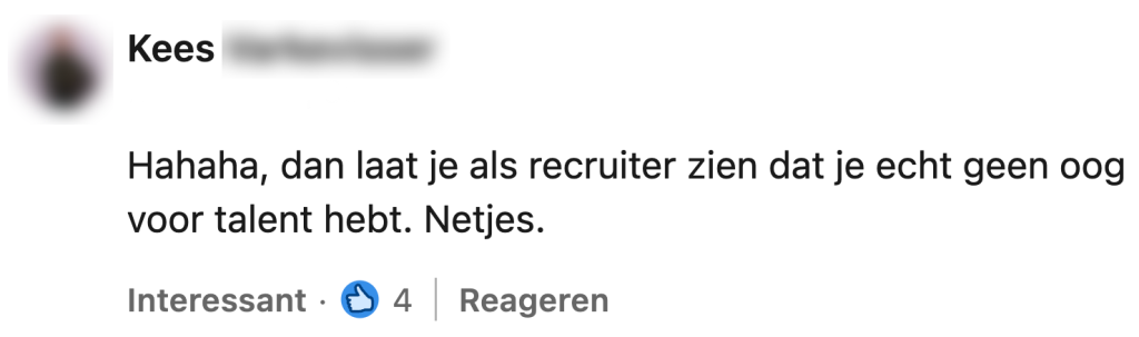 sollicitatie reactie recruiter