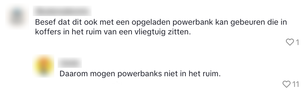 powerbank ontploft bewoner