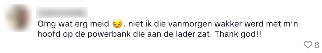 powerbank ontploft bewoner 