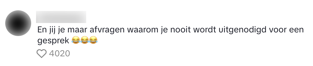 nooit uitgenodigd op gesprek