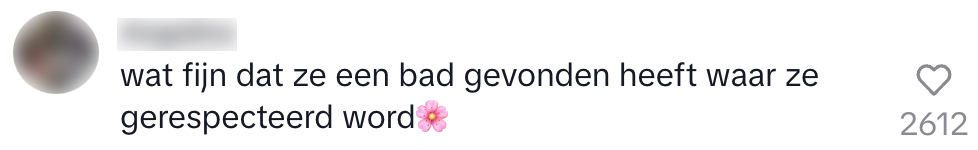 "wat fijn dat ze een zwembad gevonden heeft waar ze gerespecteerd word"