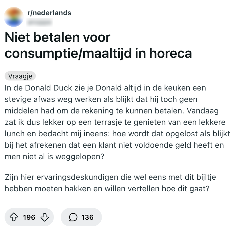 niet afrekenen