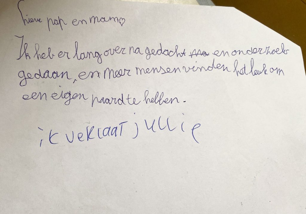 kind briefje