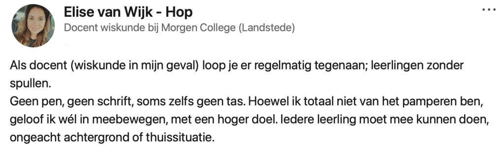 docent leerlingen spullen lesmateriaal