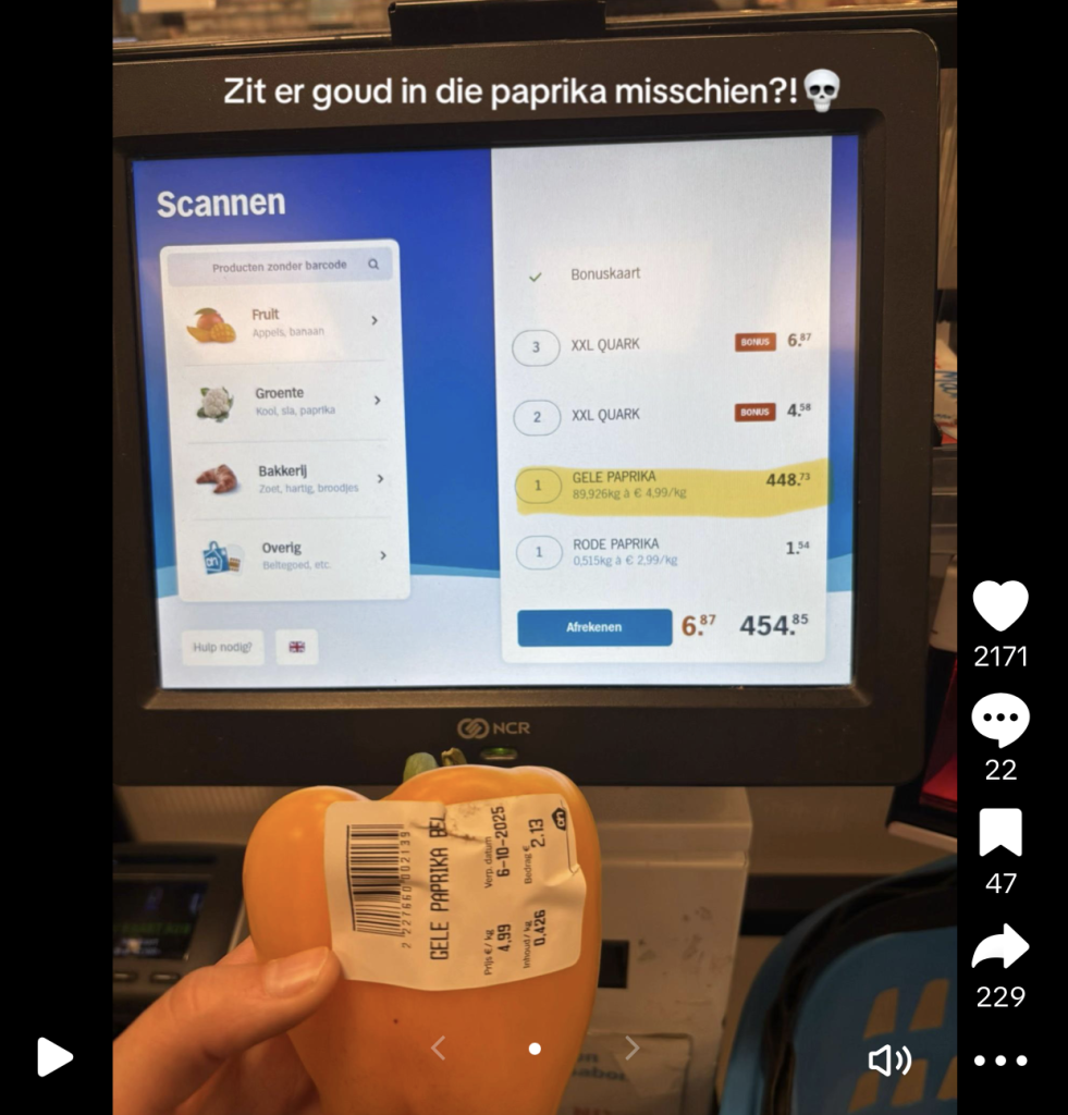 albert heijn zelfscan kassa paprika