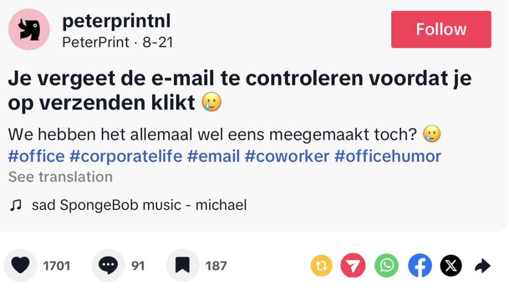 email tekst foutje typfout