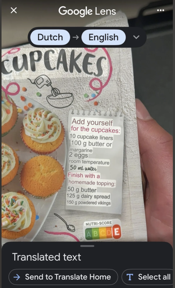 Ingrediënten vikings poedersuiker cupcakemix