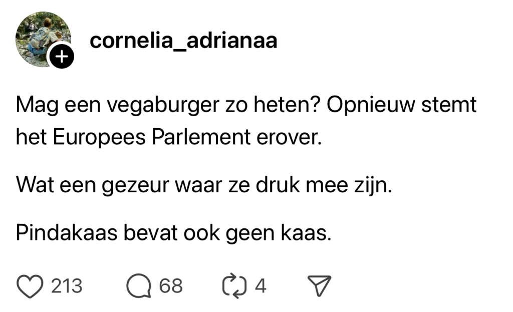 vleesvervangers Europees Parlement namen