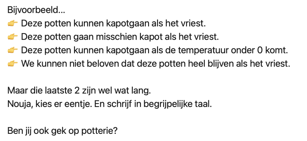 briefje tuincentrum klant