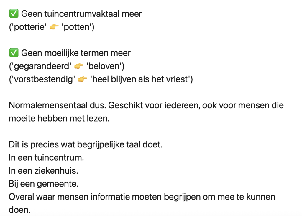 briefje tuincentrum klant