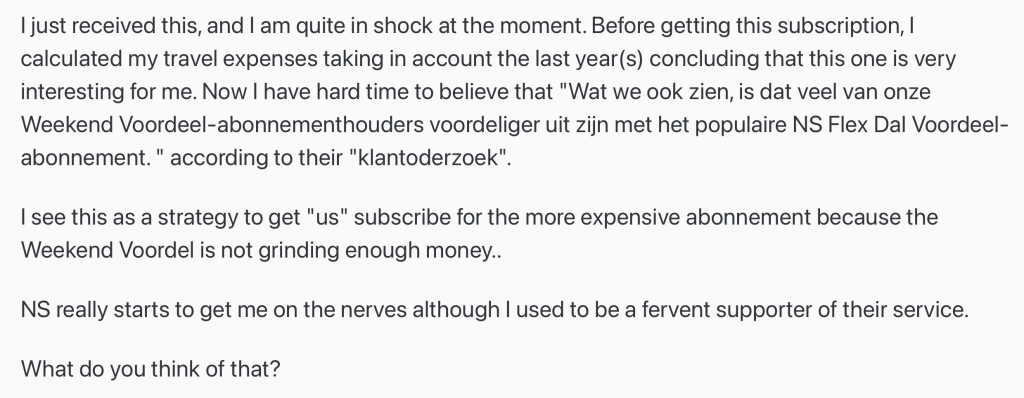 NS treinkaartjes prijzen