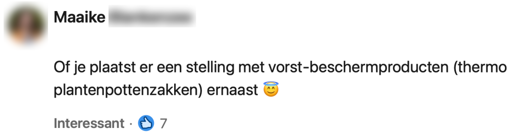 briefje tuincentrum klant