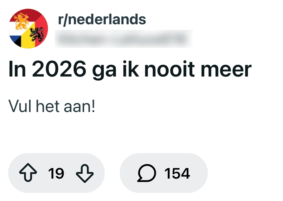 2026 nooit meer 