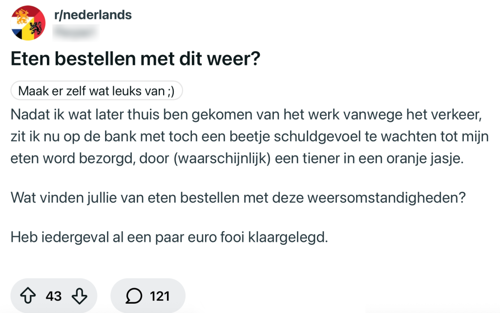 eten bestellen sneeuw