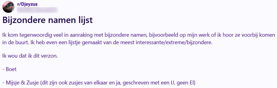 lijst bijzondere namen