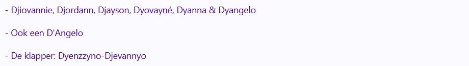 lijst bijzondere namen