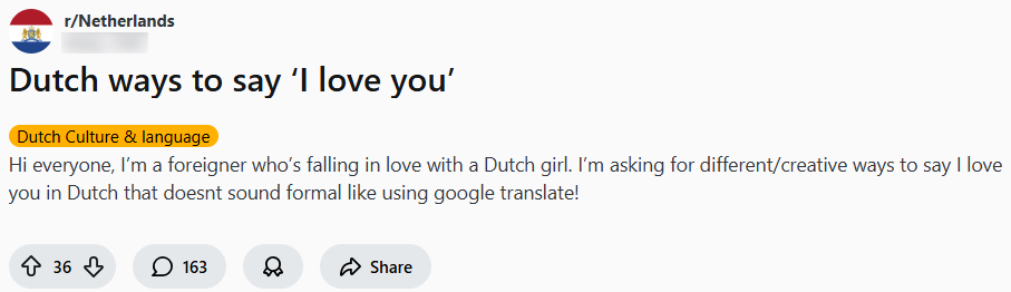 nederlandse manieren van ik hou van je zeggen