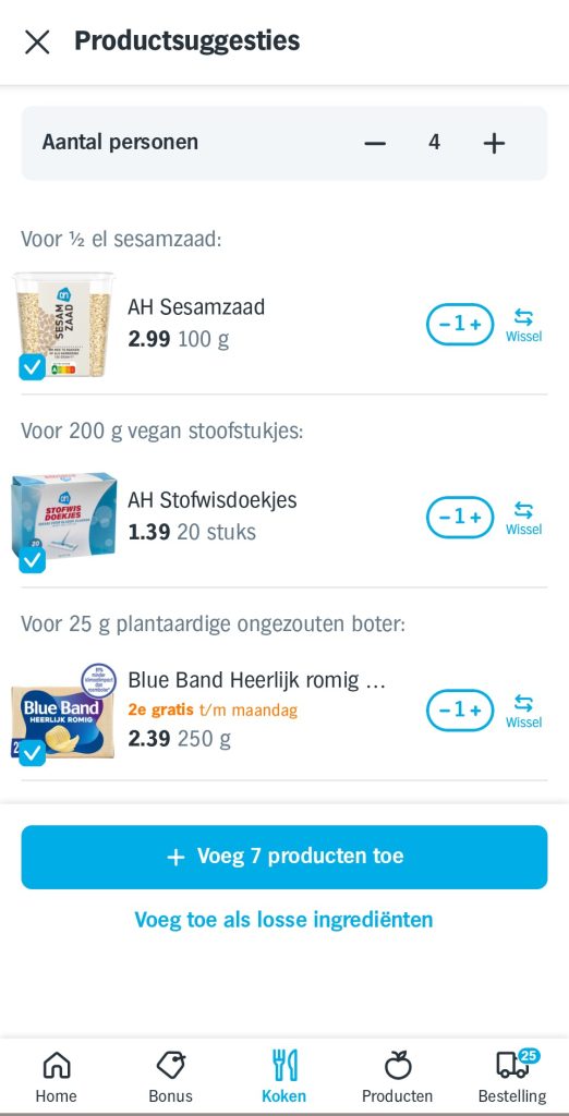 albert heijn productsuggestie