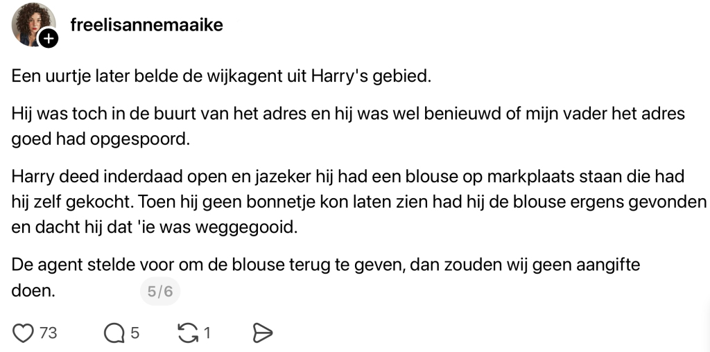 blouse marktplaats gestolen