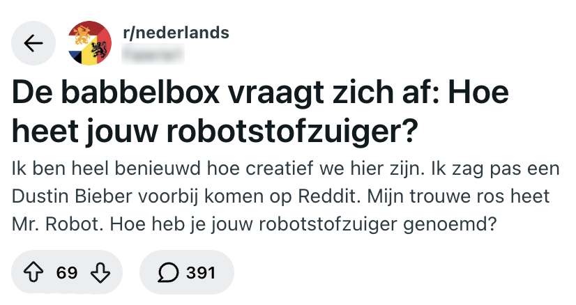 vraag naar namen stofzuiger