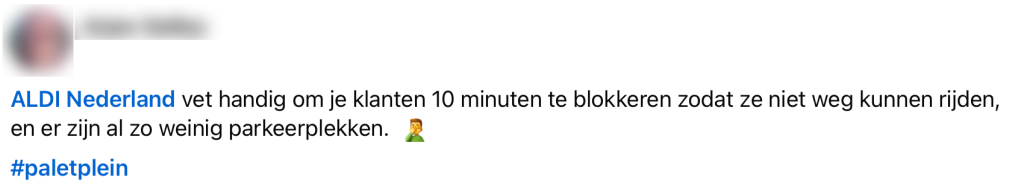 aldi klant klacht vrachtwagen