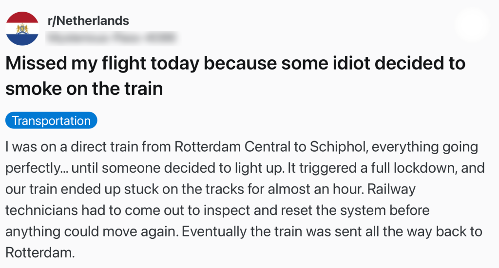 klm vlucht ns trein