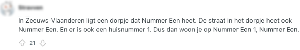 Nummer een plaatsnamen